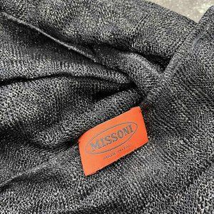 Missoni black metallic knitted scarf